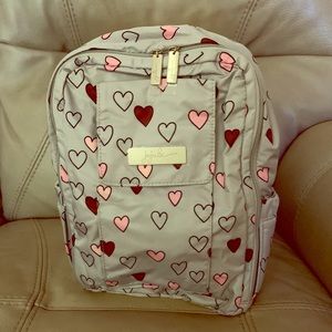 NWT Ju-Ju-Be Grey Backpack covered in Hearts